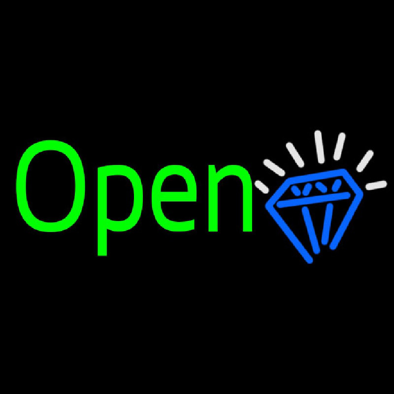 Green Open Diamond Neon Sign