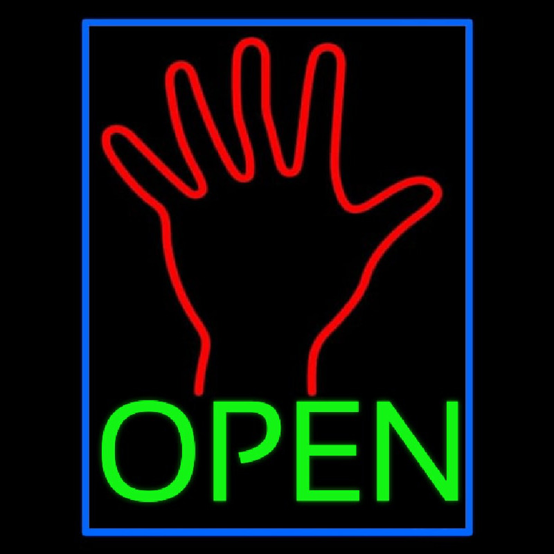 Green Open Psychic Blue Border Neon Sign