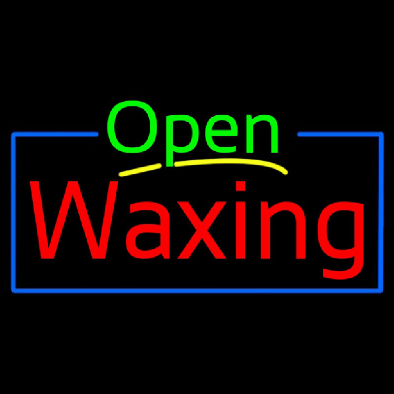 Green Open Wa ing Blue Border Neon Sign