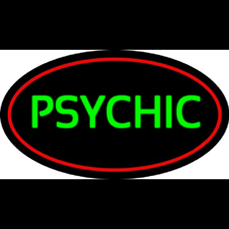 Green Psychic With Red Border Neon Sign