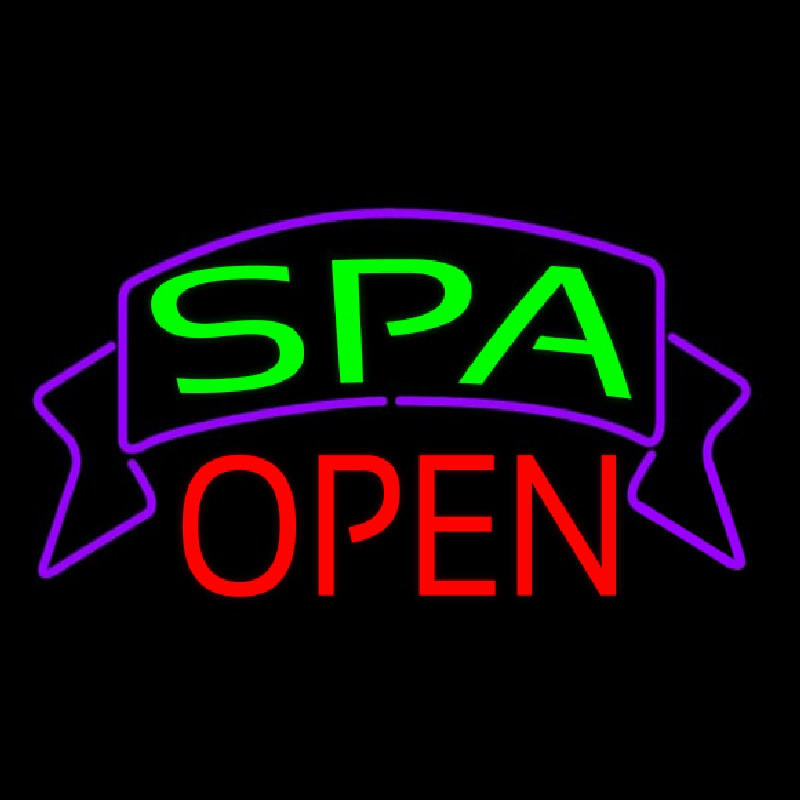 Green Spa Open Banner Neon Sign