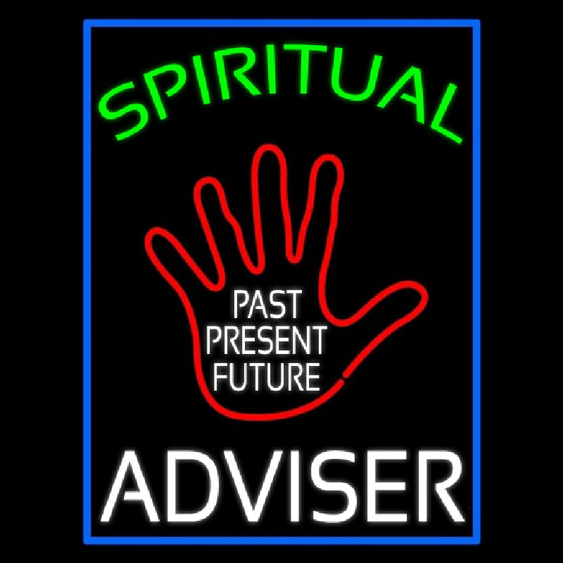 Green Spritual White Advisor With Red Palm Neon Sign