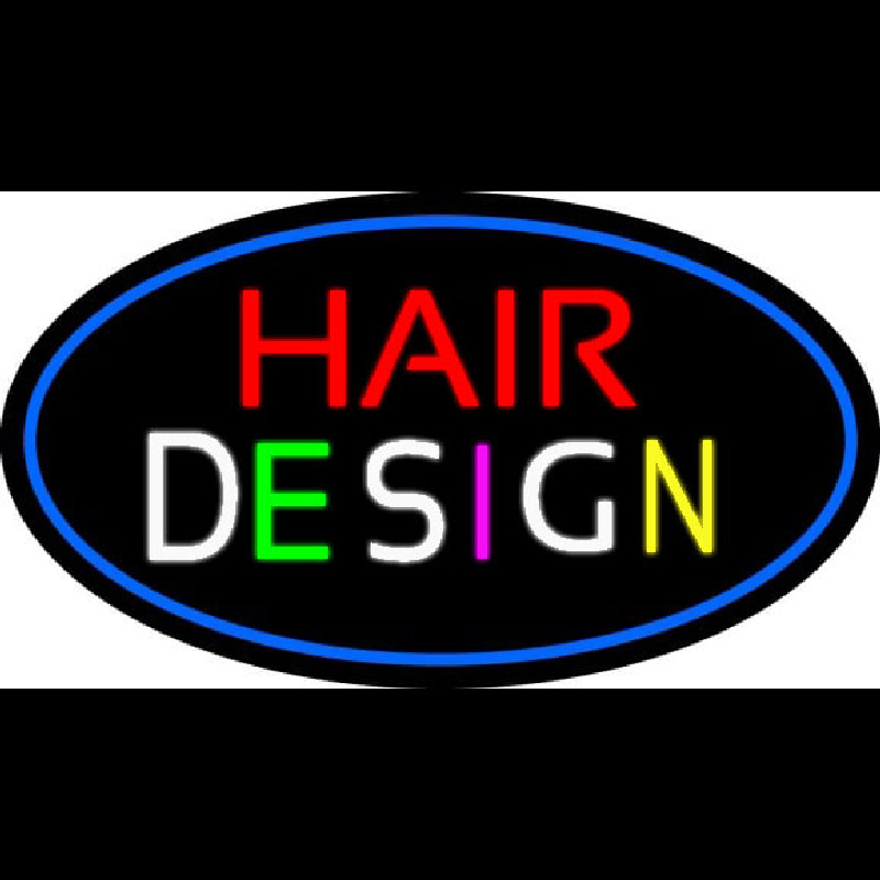 Hair Design With Blue Border Neon Sign