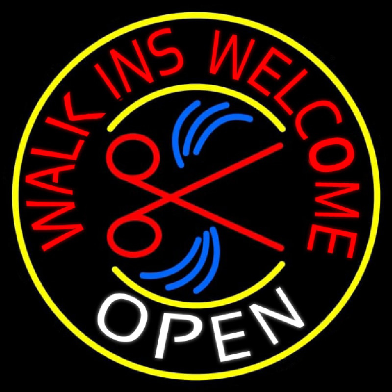 Hair Walk Ins Welcome Neon Sign