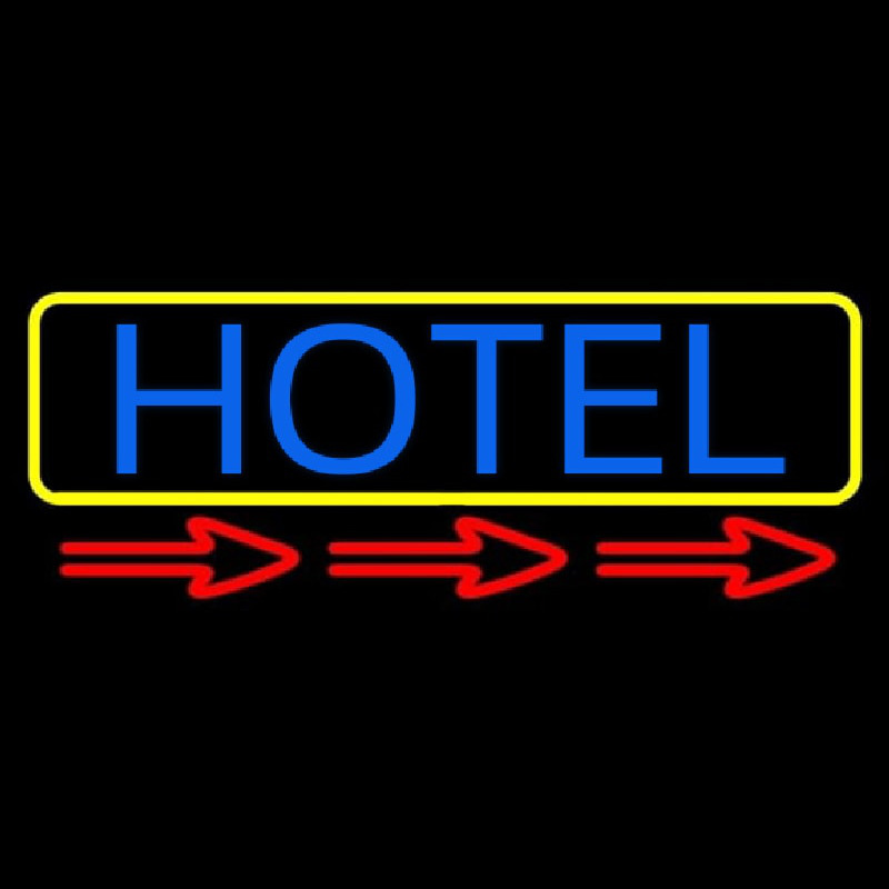 Hotel With Yellow Border Neon Sign