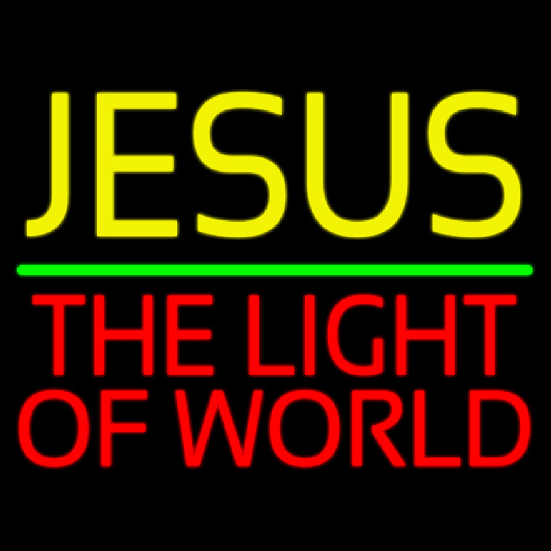 Jesus The Light Of World Green Line Neon Sign