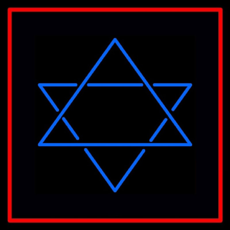 Judaism Star Of David Red Border Neon Sign