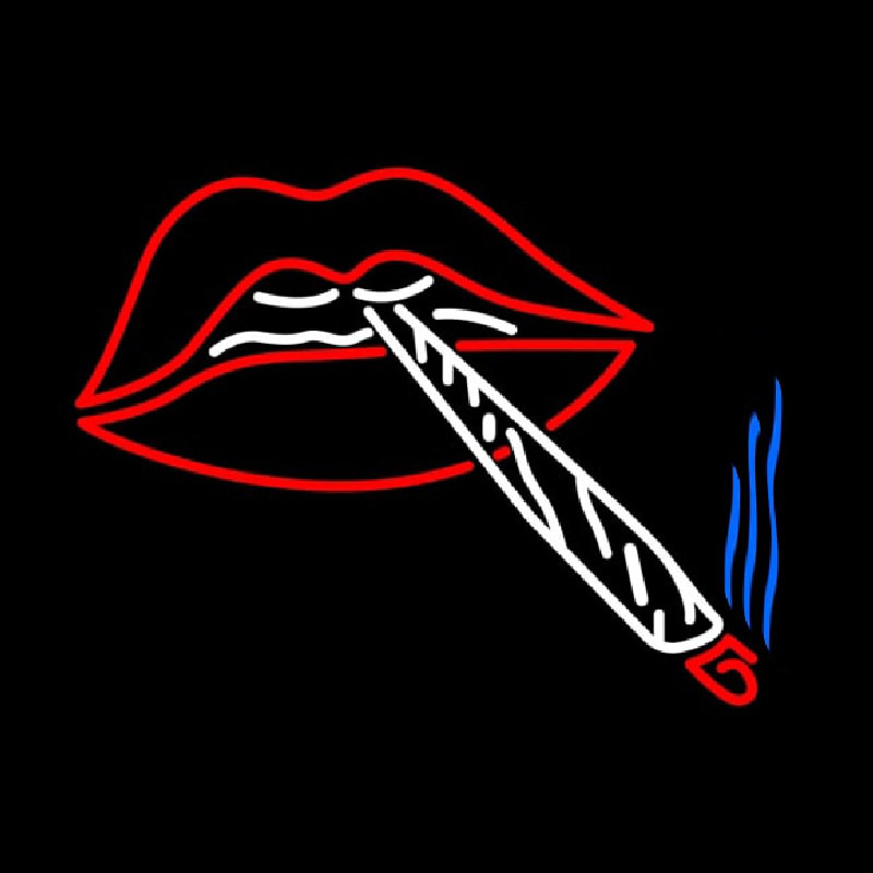 Lips Holding Cigrate Neon Sign