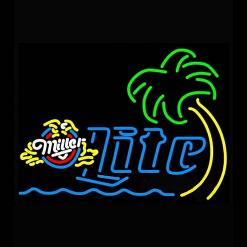 miller lite neon sign palm tree