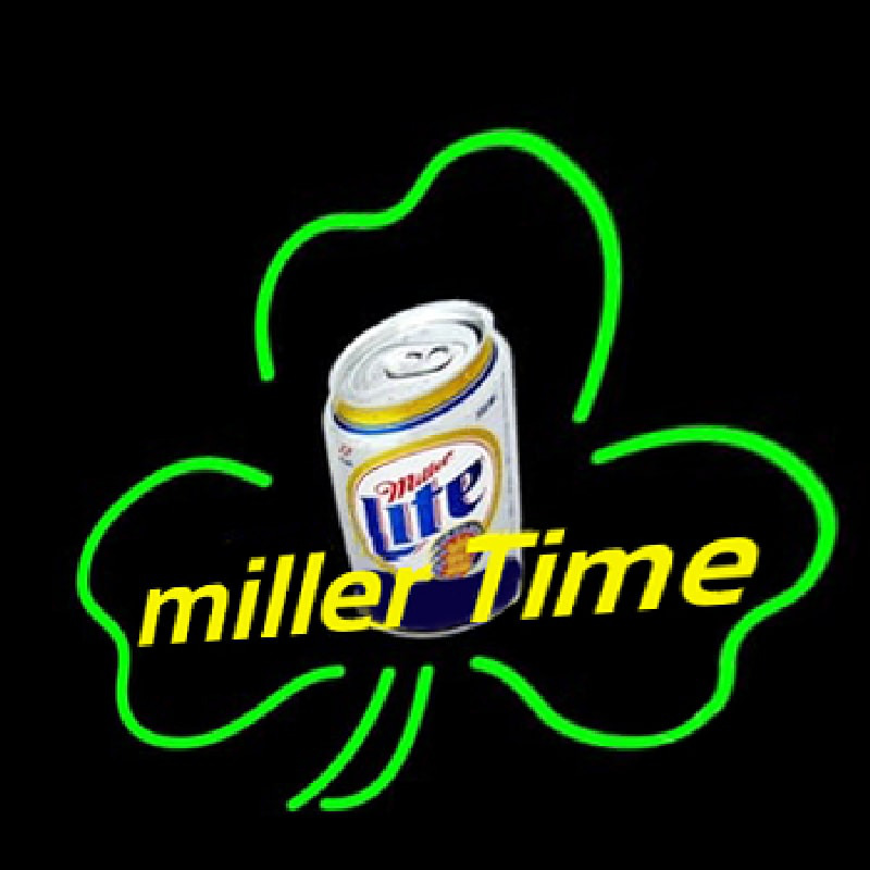 miller lite shamrock neon sign