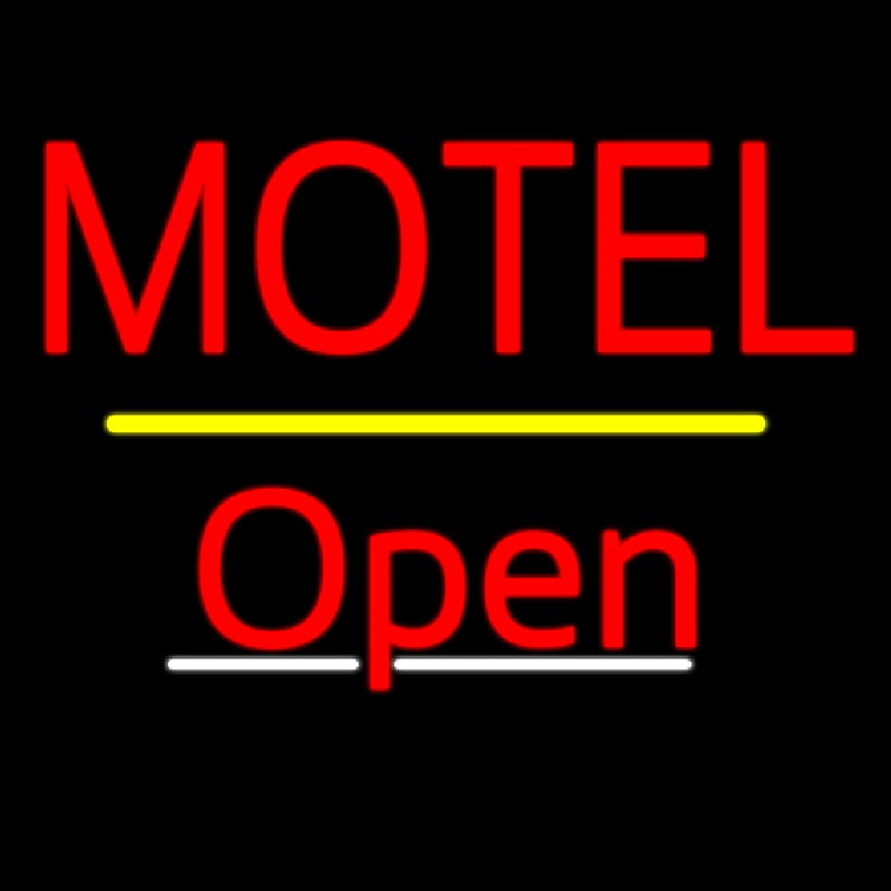 Motel Open Yellow Line Neon Sign