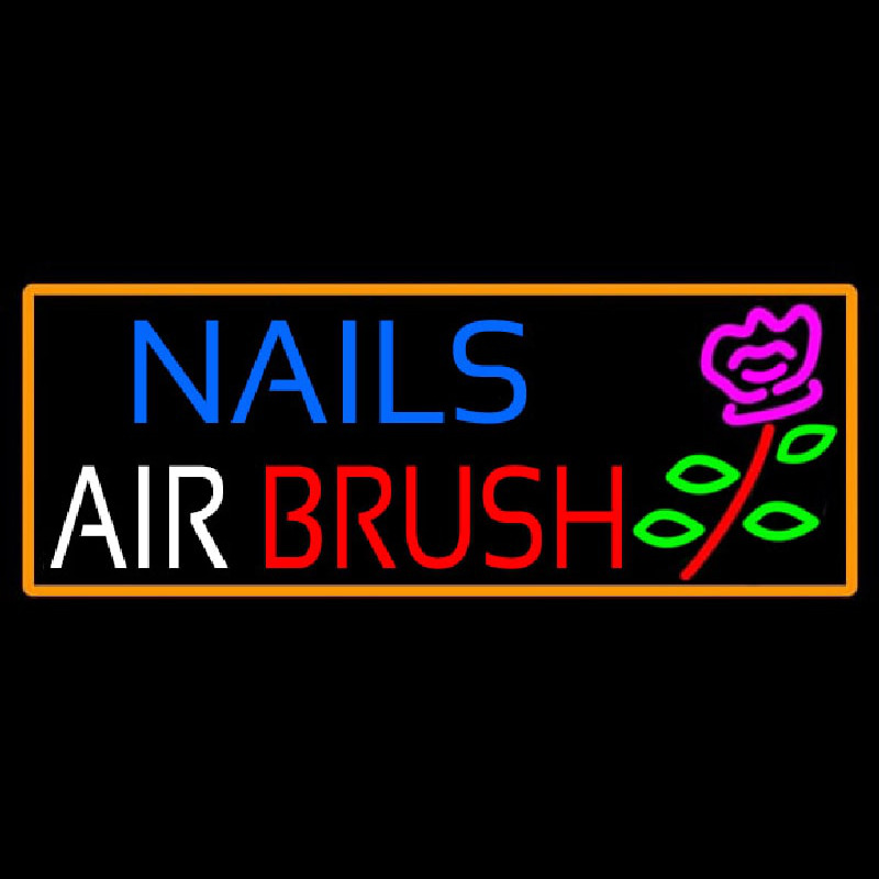 Nails Airbrush With Flower Neon Sign