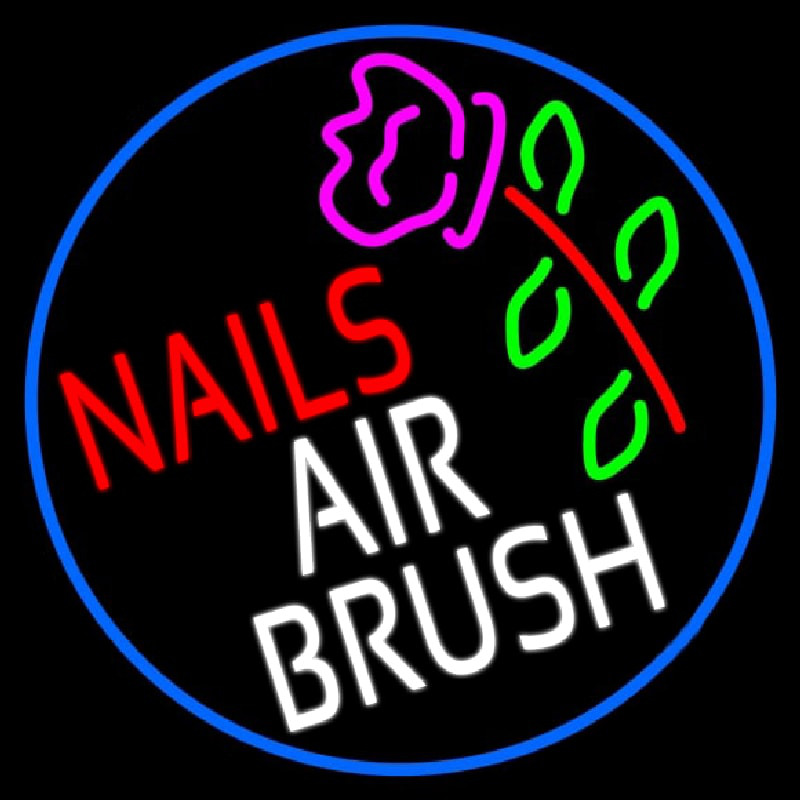 Nails Airbrush With Flower Neon Sign