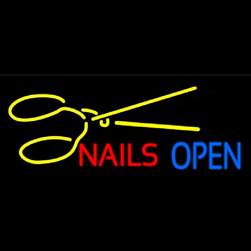 Nails Open With Scissors Neon Sign