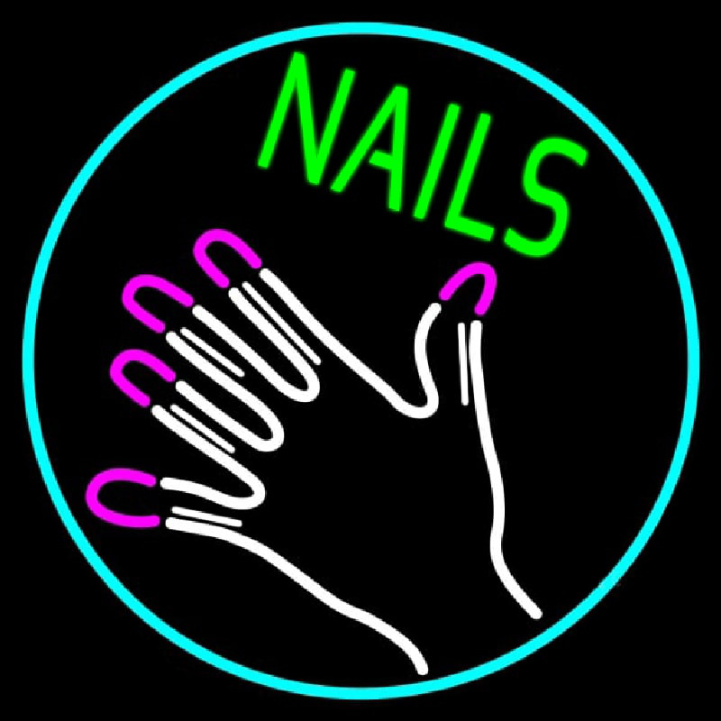 Nails With Hand Logo Neon Sign