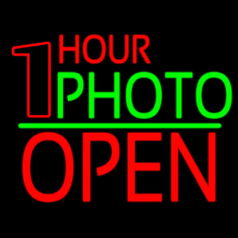 One Hour Photo Open 1 Neon Sign