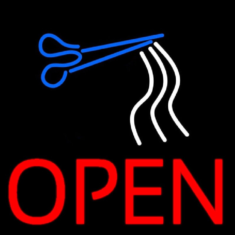 Open Haircut Neon Sign