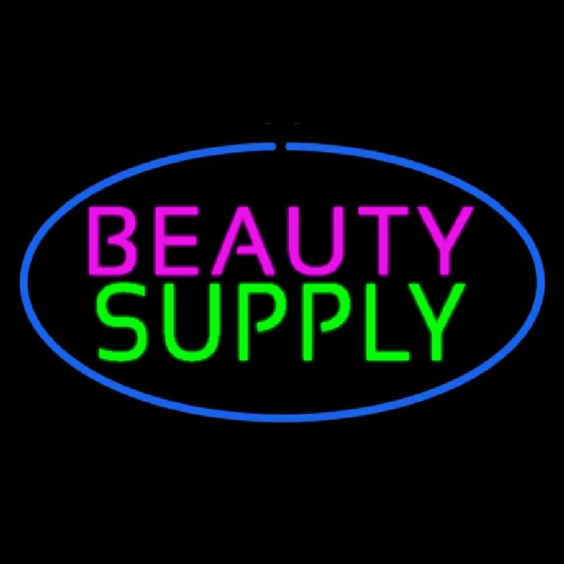 Oval Pink Beauty Green Supply Blue Border Neon Sign