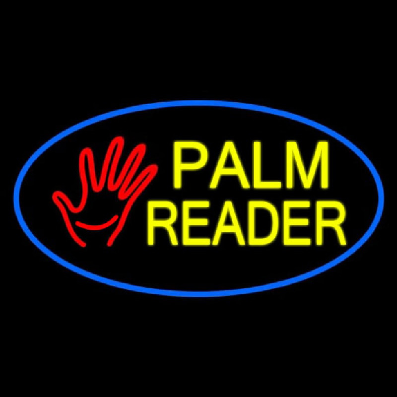 Palm Reader Logo Blue Oval Neon Sign