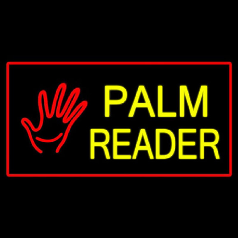 Palm Reader Logo Red Rectangle Neon Sign