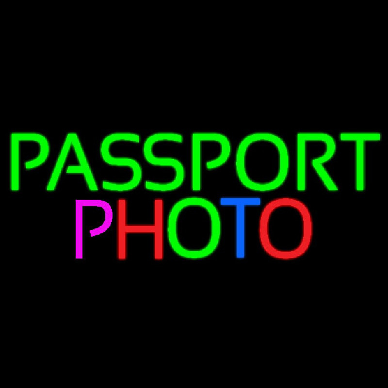 Passport Multi Color Photo Neon Sign