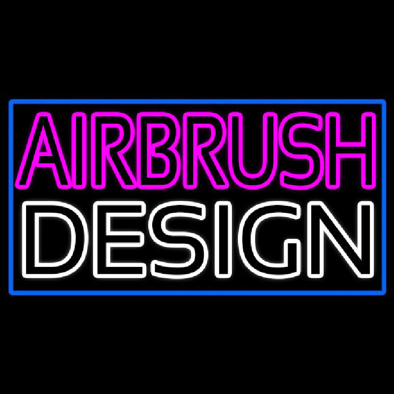 Pink Airbrush Design With Blue Border Neon Sign