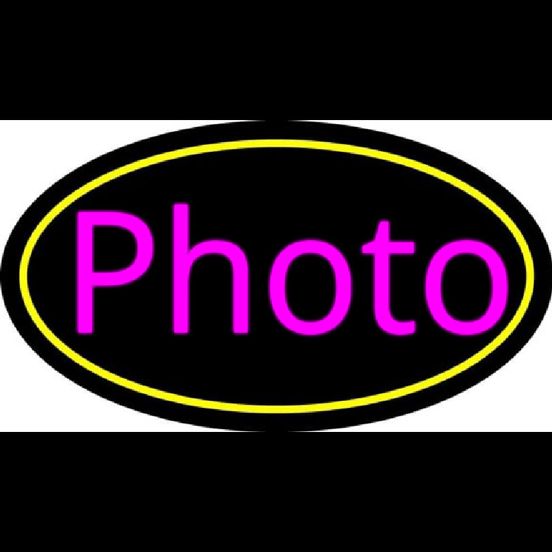 Pink Cursive Photo With Oval Neon Sign