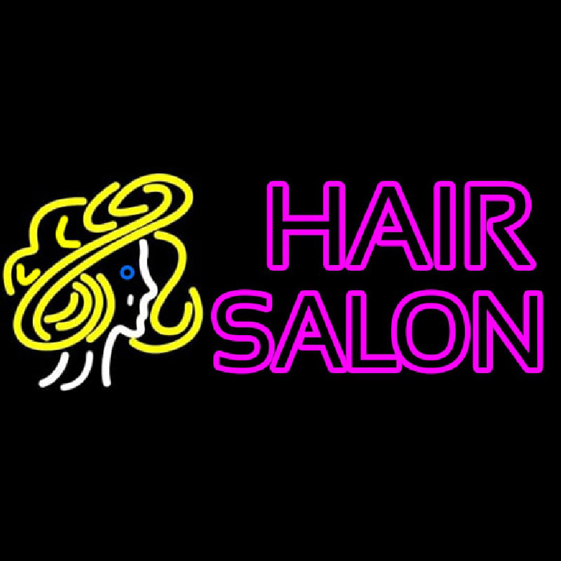 Pink Double Stroke Hair Salon With Girl Logo Neon Sign