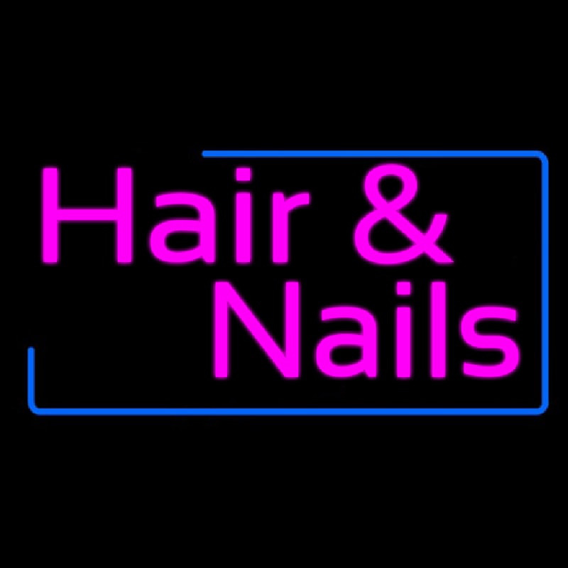 Pink Hair And Nails With Blue Border Neon Sign