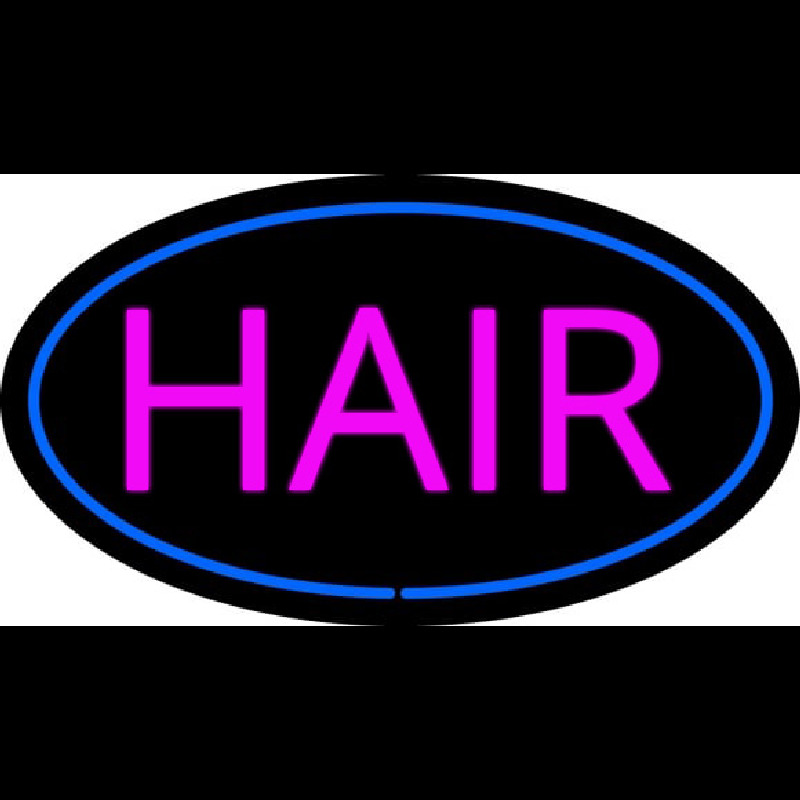 Pink Hair Oval Blue Neon Sign