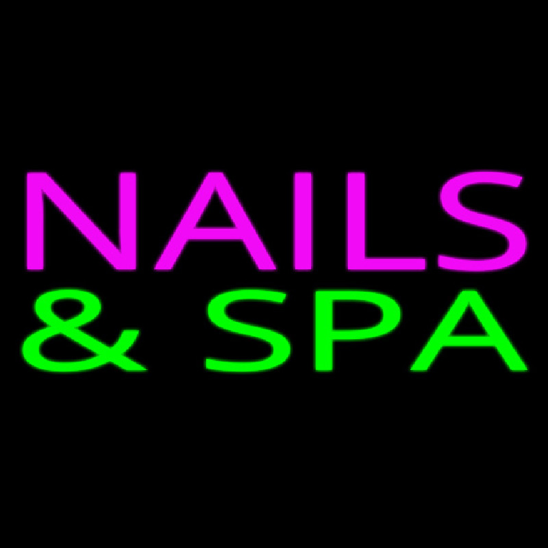 Pink Nails And Spa Green Neon Sign