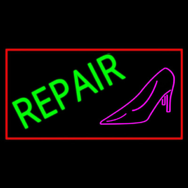 Pink Sandal Green Repair Neon Sign