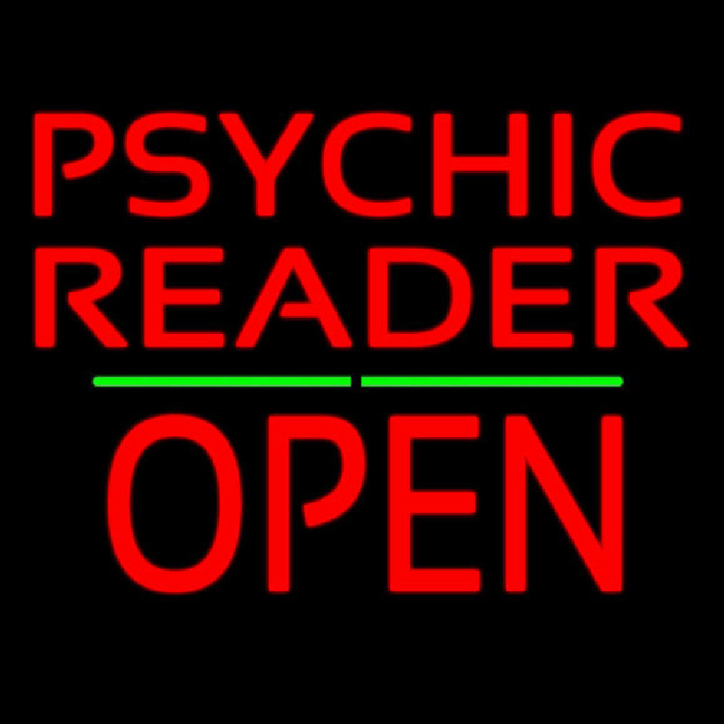 Psychic Reader Block Open Block Green Line Neon Sign