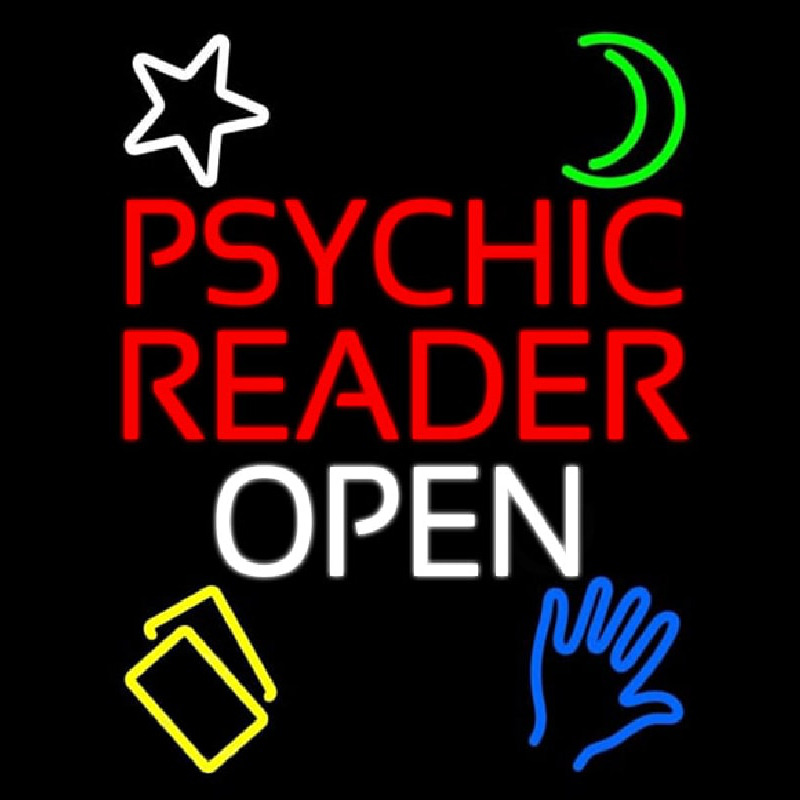 Psychic Reader Open Block White Border Neon Sign