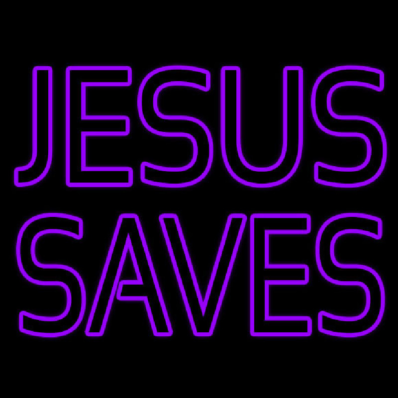 Purple Jesus Saves Neon Sign