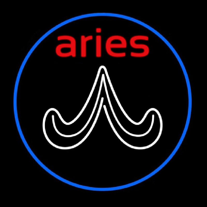 Red Aries White Aries Logo With Blue Circle Neon Sign