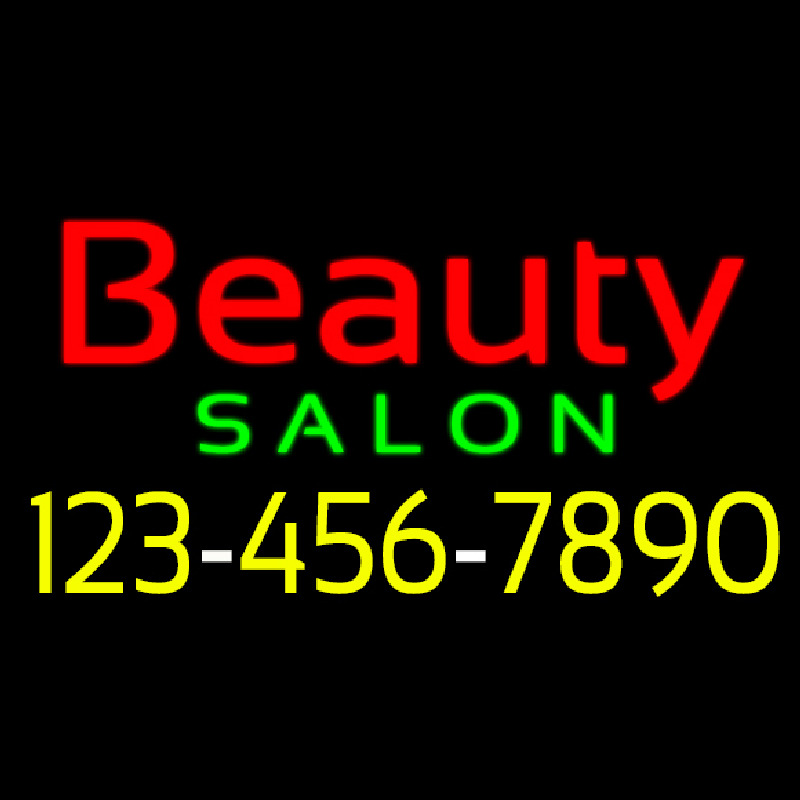 Red Beauty Salon With Phone Number Neon Sign