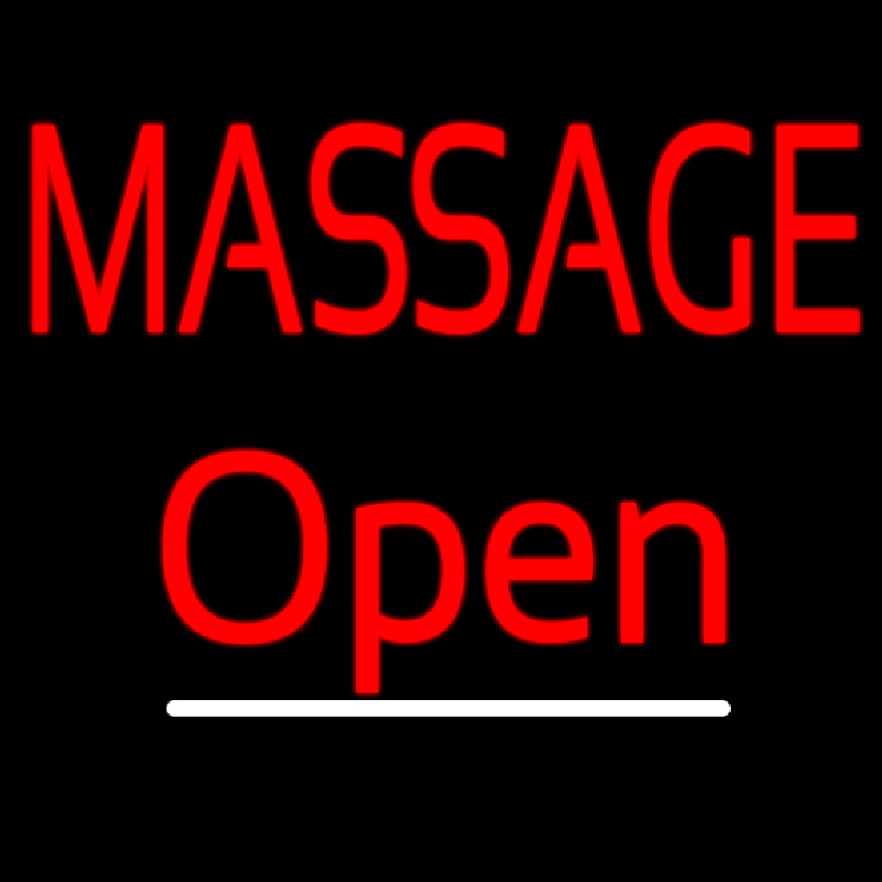 Red Block Massage Open Neon Sign