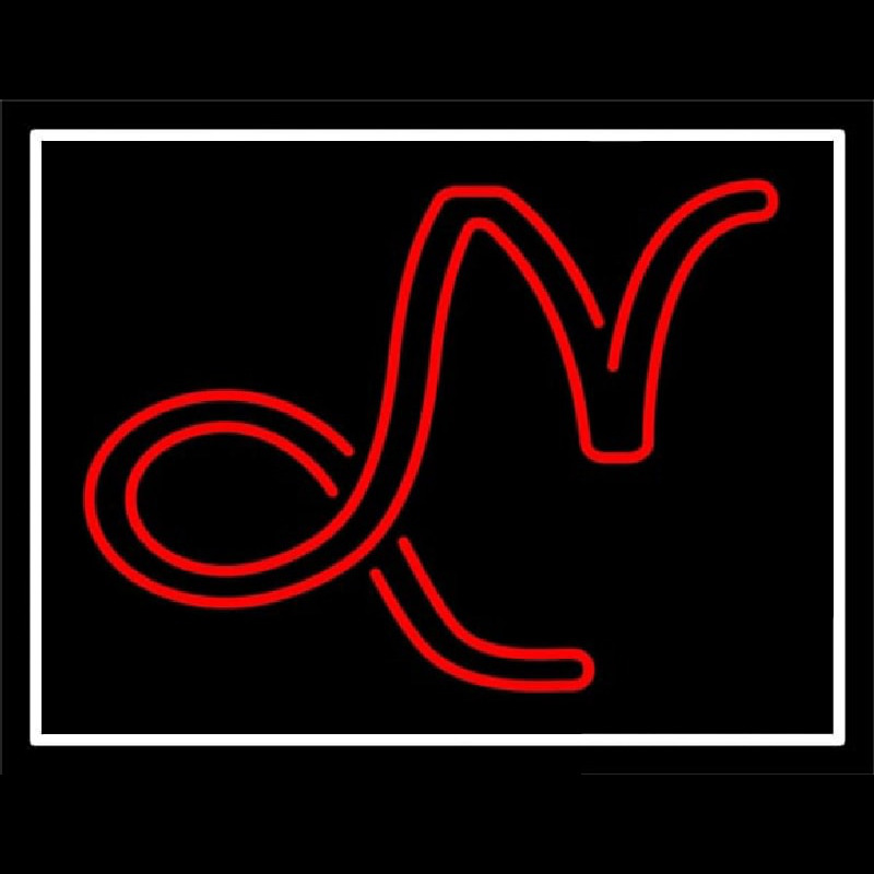 Red Capricorn Logo White Border Neon Sign