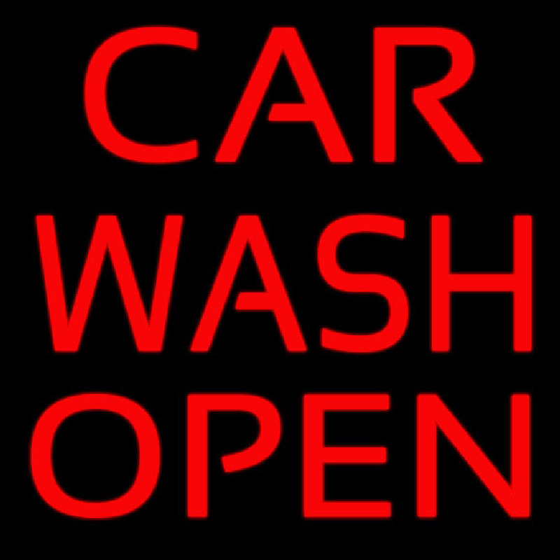 Red Car Wash Open Neon Sign