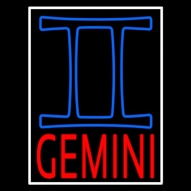 Red Gemini White Border Neon Sign