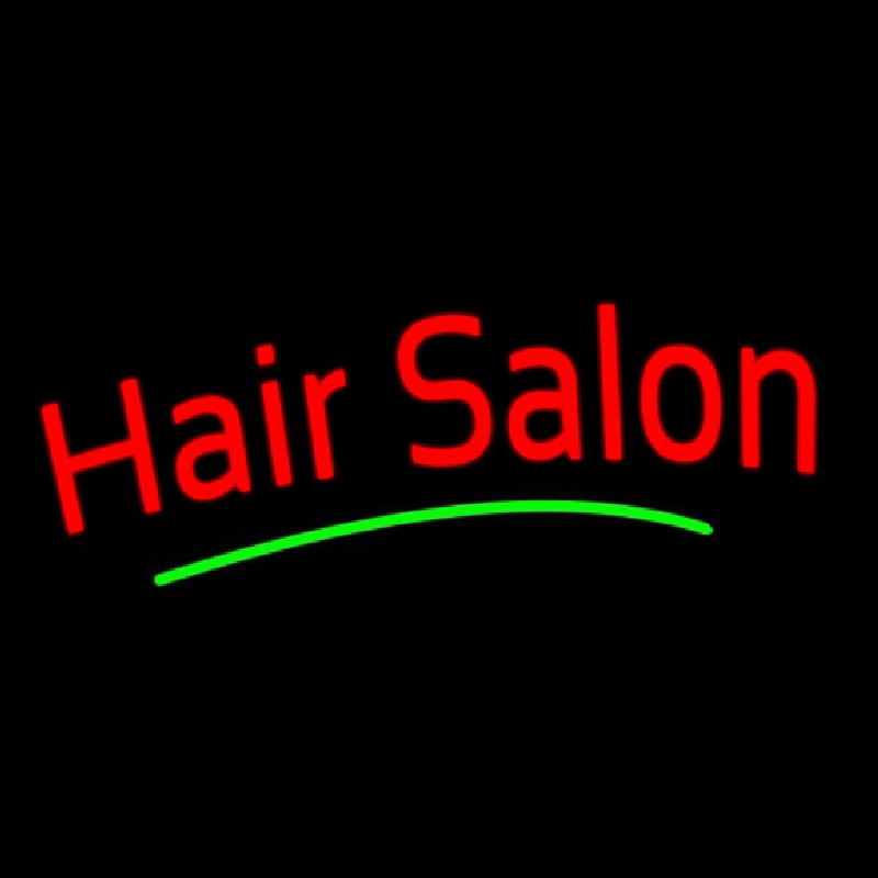 Red Hair Salon Green Line Neon Sign