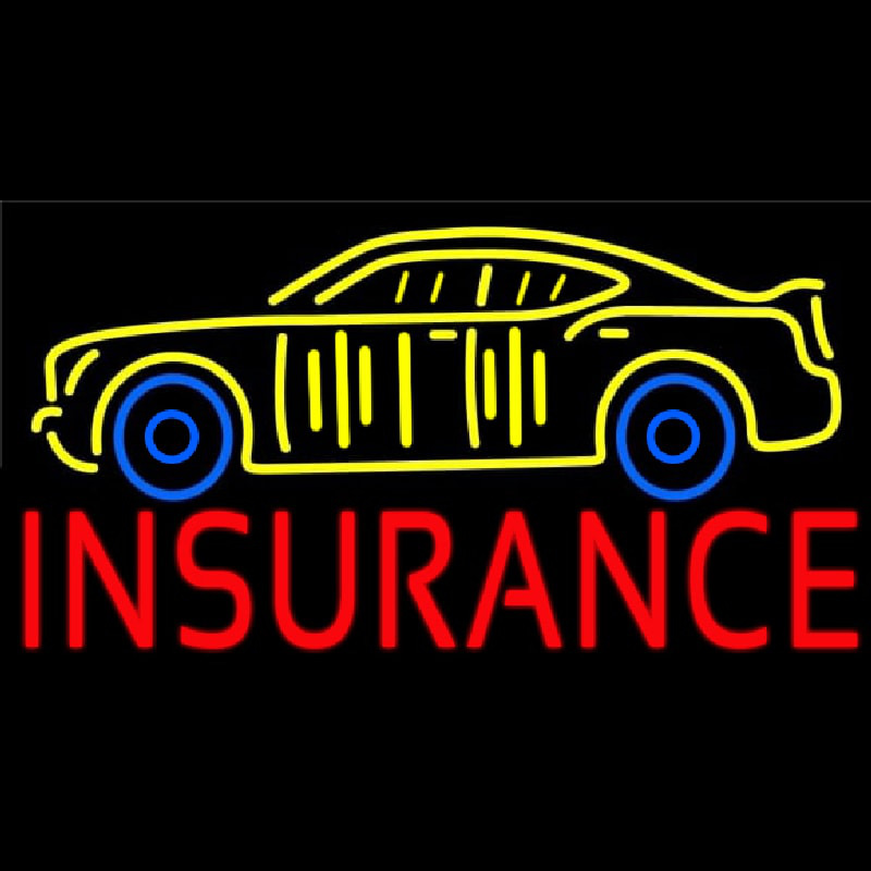 Red Insurance Yellow Car Logo Neon Sign