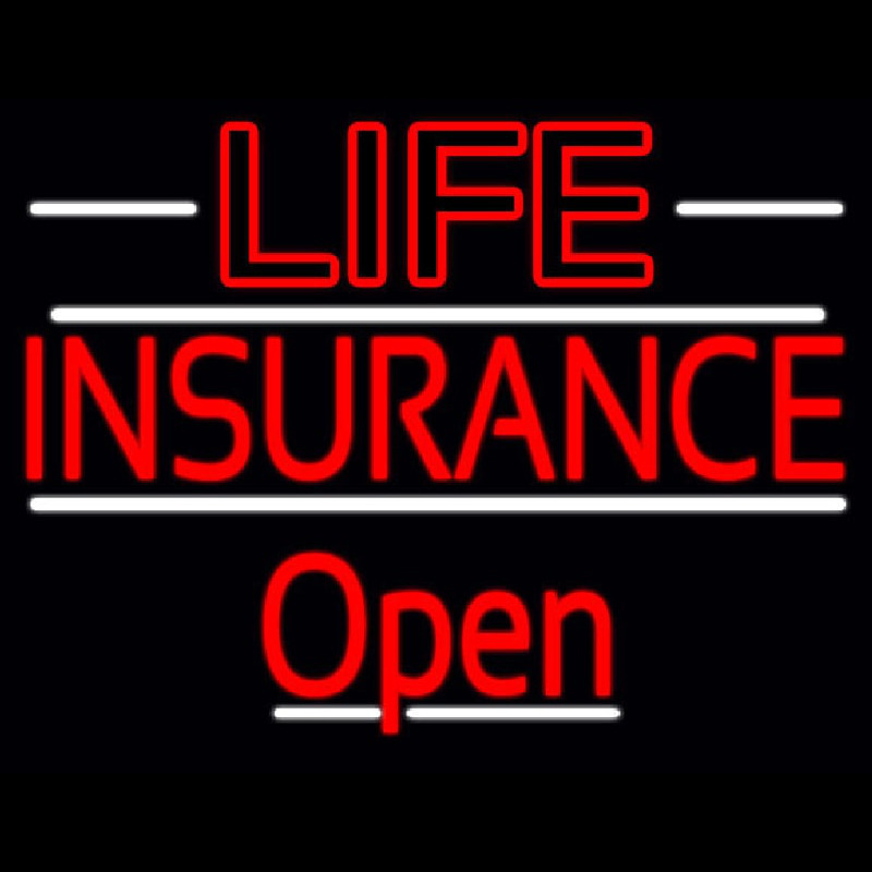 Red Life Insurance Open Neon Sign