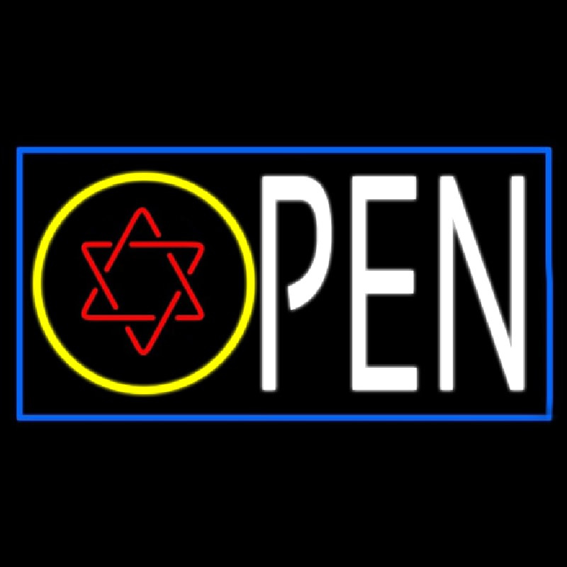 Red Open Psychic Blue Border Neon Sign