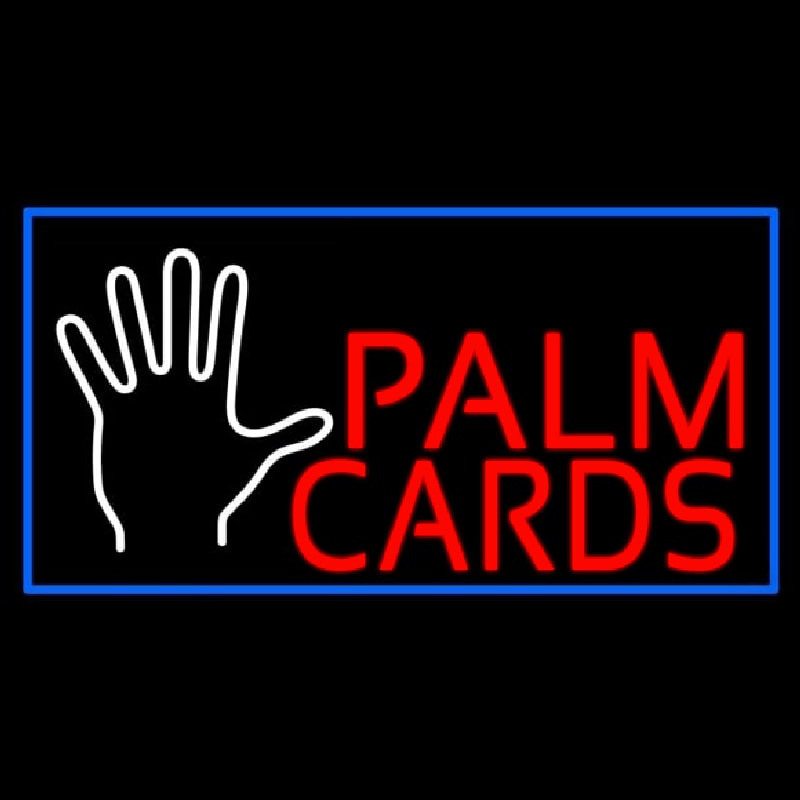 Red Palm Cards Blue Border Neon Sign