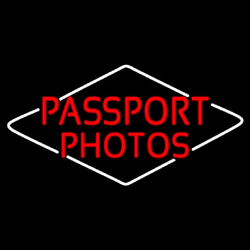 Red Passport Photos Neon Sign