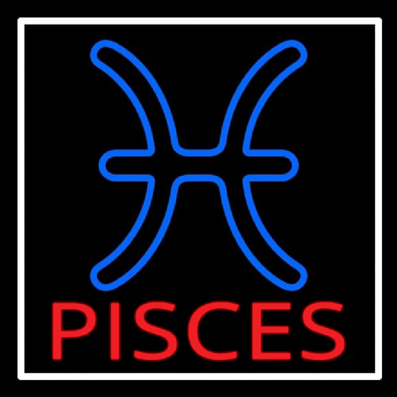 Red Pisces White Border Neon Sign