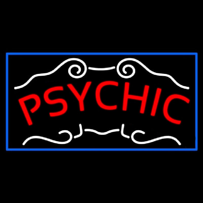 Red Psychic Blue Border Neon Sign