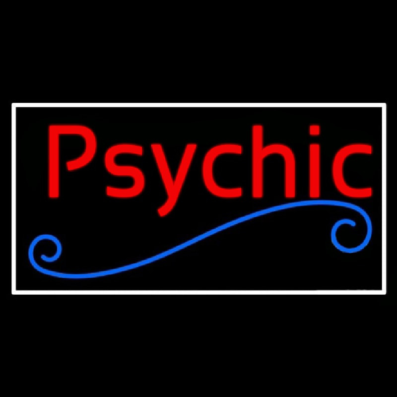 Red Psychic Blue Line White Border Neon Sign